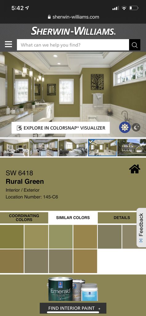 Rural Green Sherwin Williams, Green Interiors, Exterior Paint Colors, Sherwin Williams, Interior Paint, Exterior Paint, Paint Colors, Interior And Exterior, New Homes