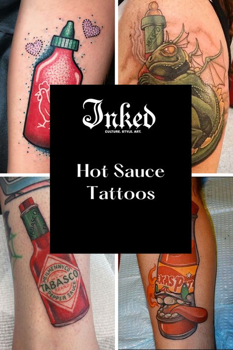 Tattooing Machines, Tattoo Oil, Tabasco Pepper, Tattoo Cream, Bottle Tattoo, Fire Tattoo, Tattoo Machines, Tattoo Clothing, Tattoo Care