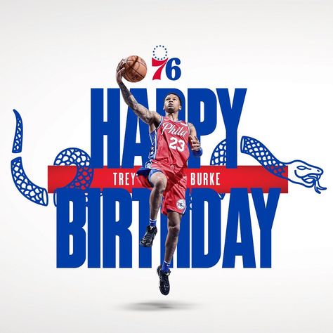 Philadelphia 76ers on Instagram: “double tap to wish @treyburke a happy birthday! 🎉” Happy Birthday Graphic, Trey Burke, Birthday Graphic, Basketball Birthday, Sports Design Inspiration, Sport Poster Design, Football Birthday, Sports Flyer, Sports Graphics