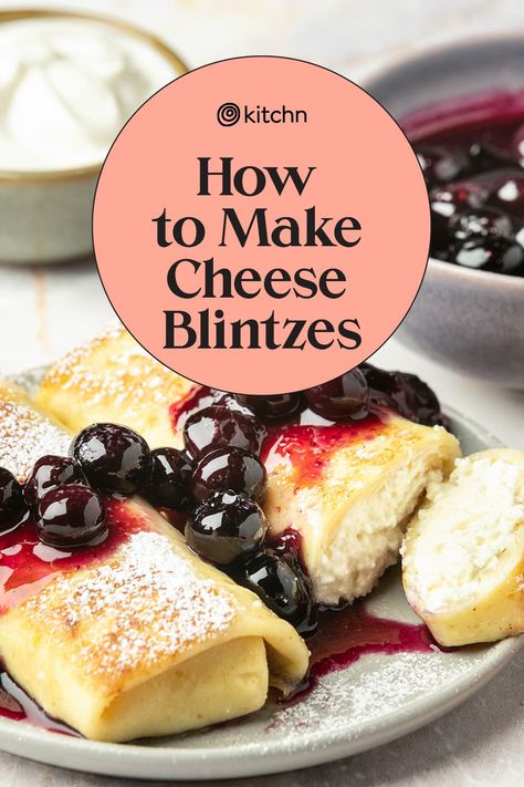 Russian Blintzes Recipe, Blueberry Blintzes Recipe, Cottage Cheese Blintz Recipe, Cheese Blintzes Recipe, Blintzes Recipe Jewish, Cheese Blintzes Filling, Cheese Blintz Recipe, Blueberry Blintzes, Blueberry Blitz