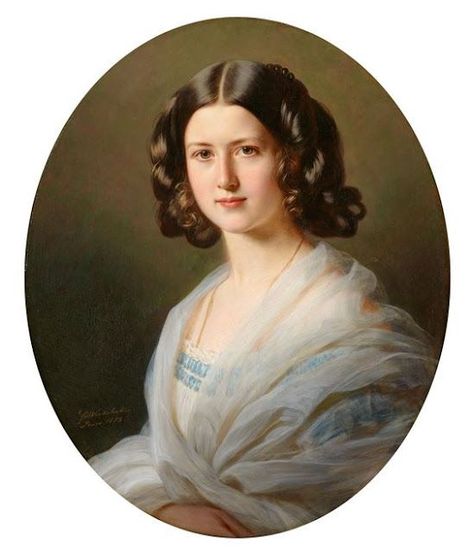 Franz Xaver Winterhalter, Portrait of Gabrielle de Lagrené Signed and dated lower left: FX Winterhalter / Paris 1853 Franz Winterhalter, Franz Xavier Winterhalter, Art Painting Music, Franz Xaver Winterhalter, Painting Music, Victorian Portraits, Painted Portraits, Lady In Waiting, Portrait Paintings