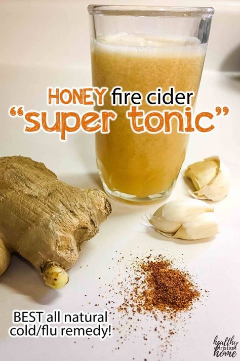 Fire Cider Recipe, Cold Remedy, Dry Cough Remedies, Garlic Benefits, Tonic Recipe, Cold And Cough Remedies, Fire Cider, Cider Recipe, Cold Sores Remedies