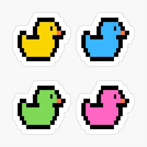 The Pixel Duck Pack offers a compilation of pixel art illustrations featuring adorable ducks. These pixelated images add a nostalgic and artistic touch to the charm of ducks, providing a unique way to infuse a hint of creativity into your everyday items. Duck With Knife Perler Bead, Duck Pixel Art, Duck Pixel Art Grid, Rubber Duck Pixel Art, Duck Alpha Pattern, Cross Stitch Ducks Pattern, Adorable Ducks, Rubber Duck, Sticker Pack