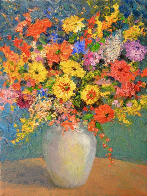 Flowers in a Blue Room, oil on canvas Impressionistic Flower Paintings, Wallpaper Artistic Art, Flowers Oil Paint, Impressionist Flower Paintings, Impressionism Art Flowers, Impressionism Art Flower Easy, Flowers Painting Impressionism, Impressionism Flowers, Flowers Impressionism