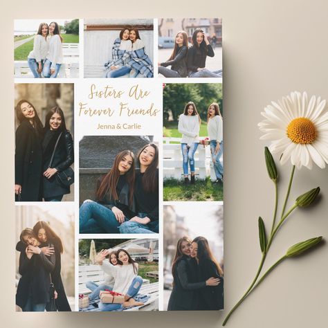 Photo Frame Layout, Favorite Sibling, Frame Layout, Birthday Photo Frame, Sibling Photos, Sister Birthday Card, Sister Photos, Forever Friends, Best Sister