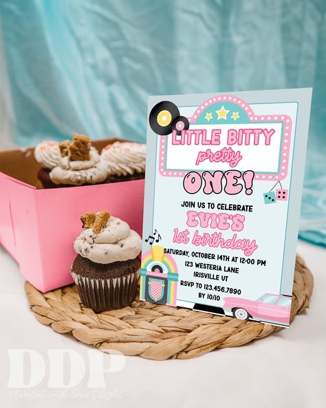 Enjoy 10% off with our code DESERTDISCO10 when you spend $35 or more ✨ CLICK TO VISIT OUR SHOP ON ETSY & PURCHASE FOR YOUR EVENT ✨5x7" Instant downloadable, self-editable invitation template. 1950s First Birthday Party, Grease Themed First Birthday, 50s First Birthday Party, Theme First Birthday, First Birthday Invite, 1950s Party, Birthday Party Invite, First Birthday Party, Birthday Invite