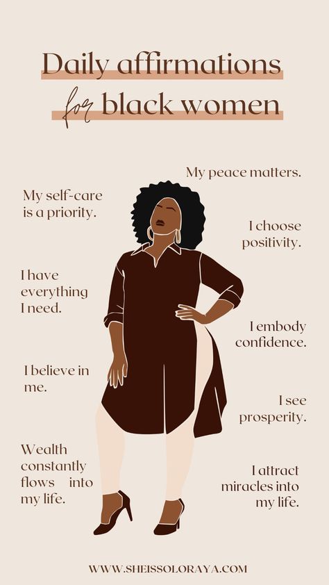 Positive Affirmations to say every morning. Morning Affirmations For Black Women, Morning Affirmations Black Women, Positive Quotes Motivation Daily Affirmations For Black Women, Spiritual Affirmations For Black Women, Black Woman Positive Affirmations, Daily Affirmations Black Women, Black Woman Affirmations, Morning Affirmations For Women, Black Women Affirmations