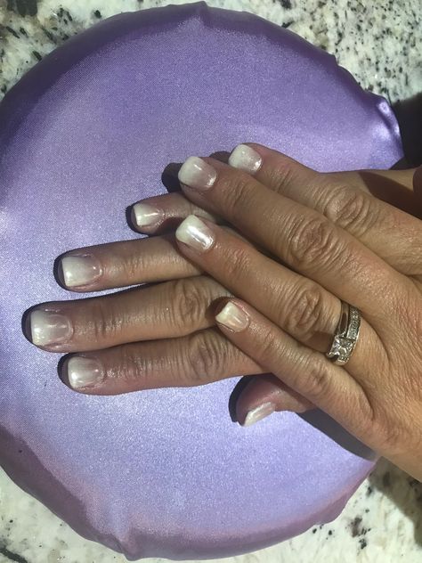 Ombré French with white chrome Ombré French, White Chrome, Engagement Rings, Nails, White