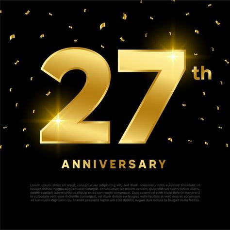 27th Anniversary, Anniversary Celebration, Sacred Geometry, Gold Glitter, Black Background, Premium Vector, Black Backgrounds, Geometry, Graphic Resources