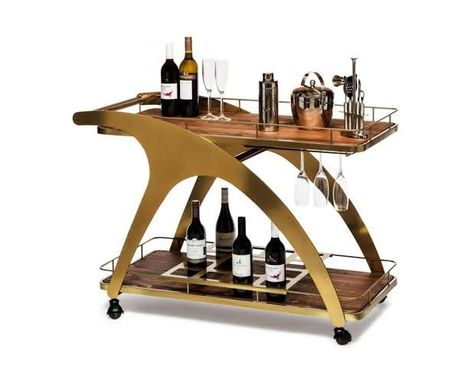 Wine And Coffee Bar, Bar Serving Cart, Metal Bar Cart, Drink Cart, Drinks Trolley, Wine Bottle Rack, Bar Essentials, Serving Cart, Cocktail Accessories