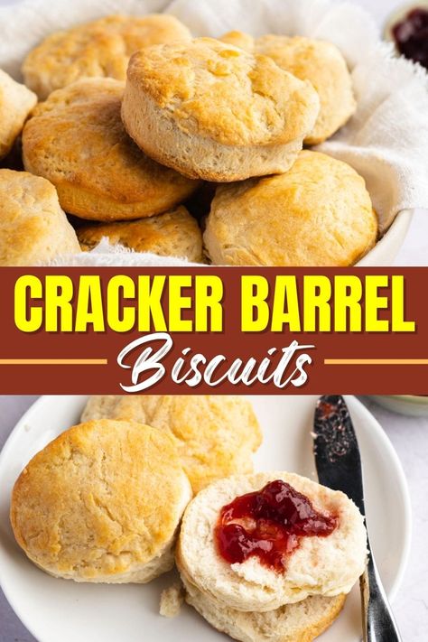 This recipe for Cracker Barrel biscuits brings that famous homemade taste right into your own kitchen! You can make these buttery, flaky biscuits with just four ingredients. Cracker Barrel Biscuit Recipe, Cracker Barrel Biscuits, Hobo Dinner Recipes, Cracker Barrel Copycat Recipes, Cracker Barrel Recipes, Easy Homemade Biscuits, Southern Recipes Soul Food, Flaky Biscuits, Bisquick Recipes