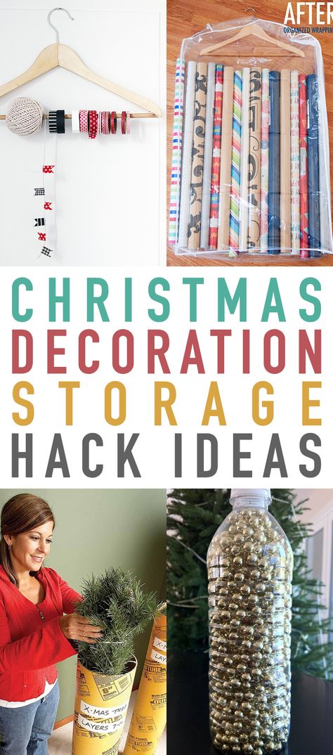 Christmas Decoration Storage Hack Ideas that will make your Christmas Storage Needs so easy!  Come and check them all out!  Use a Hanger for ribbons... a Garment Bag for Wrapping Paper and so much more!  #ChristmasStorage #DIYChristmasStorage #ChristmasDecorationStorageHackIdeas #StorageHacks #ChristmasStorageHacks #HolidayHacks Diy Christmas Storage, Christmas Decoration Storage, Holiday Cleaning, Decoration Storage, Holiday Organization, Cottage Market, Christmas Organization, Christmas Hacks, Easy Christmas Decorations