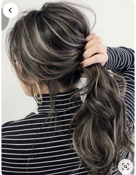 Black Hair Balayage, Ash Hair Color, Dark Hair With Highlights, Highlights Hair, Blending Gray Hair, Gray Hair Highlights, Brown Hair Balayage, Christmas Breakfast, Grey Hair Color