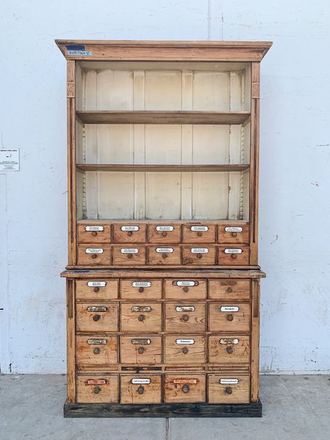 Built In Apothecary Cabinet, Large Apothecary Cabinet, Apothecary Display Cabinet, Vintage Apothecary Cabinet, Apothecary Store Aesthetic, Apocathary Cabinet, Antique Apothecary Cabinet, Modern Apothecary Kitchen, Apothecary Cabinet Plans