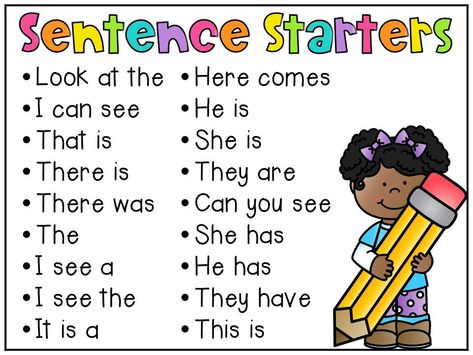 Use these Kindergarten sentence starters to help students write quality sentences. Writing Ideas Anchor Chart, Writing Complete Sentences 1st Grade, Teaching Sentence Writing, Conclusion Sentence, Writing Simple Sentences, Sentence Writing Worksheets, Writing Sentences Worksheets, Sentence Writing Activities, Writing Complete Sentences