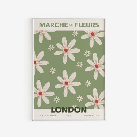 Flower Market London, Flowers Market, Matisse Cutouts, Boho Travel, Market Poster, London Poster, Flower Market Poster, Flowers Vector, French Flowers