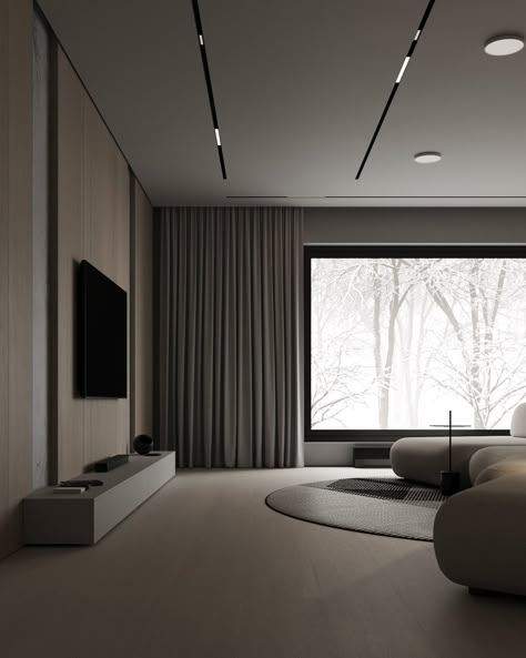 New Year's interior on Behance Modern Minimal Interior, Hiasan Bilik Tidur, Modern Living Room Interior, 아파트 인테리어, Minimalist Interior Design, Home Design Living Room, Minimalism Interior, Minimalist Architecture, Minimalist Home Decor