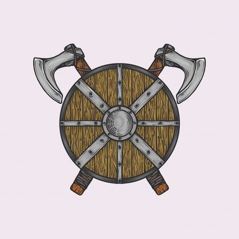 Viking Shield Drawing, Viking Shield Tattoo, Helm Tattoo, Viking Shield Design, Machado Viking, Shield Drawing, Viking Drawings, Escudo Viking, Shield Tattoo