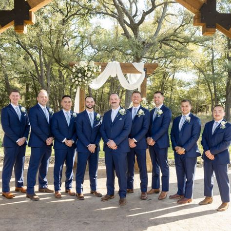 Stylish Groom & Groomsmen in Blue Suits – Sharp Wedding Style 💙🤵 Navy Blue Groomsmen Suits Cowboy Boots, Groomsmen Dark Blue, Navy Blue Groomsmen Suits, Blue Groomsmen Attire, Navy Blue Groomsmen, Blue Tuxedo Wedding, Classic Blue Suit, Groom Suit Navy, Navy Tux