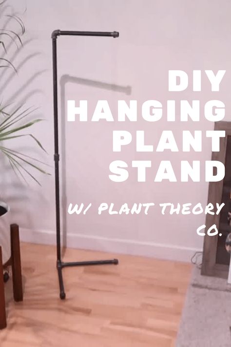 How To Make a Hanging Plant Stand - Pepper Theory Extra Tall Plant Stands, Free Standing Plant Hanger, Tall Plant Stand Diy, Industrial Plant Stand, Diy Plant Stands For Multiple Plants, Diy Plant Light Stand, Industrial Plant Hanger, Diy Indoor Plant Stand Grow Lights, Pvc Plant Stand Diy