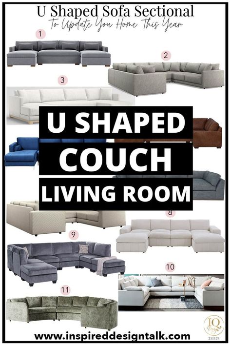 These u shaped sectional sofa ideas are awesome for my new home! I can't wait to show my husband these sectionals. 8 Piece Sectional Sofa, Angled Sectional Sofa, Living Room With U Shaped Sectional, Large Sectional Sofa Living Room, Coffee Table For U Shaped Sectional, U Shape Couch Living Room, U Shaped Couch Living Room Layout, U Shape Sectional Living Room, Sectionals For Large Living Rooms