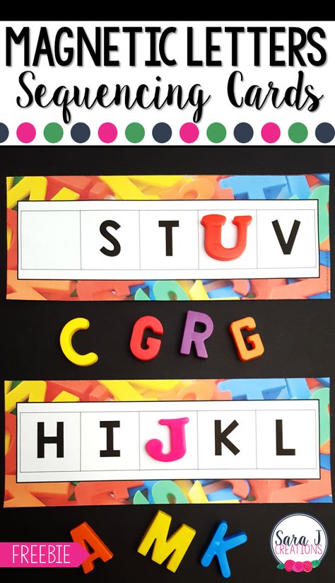 Free alphabet sequencing cards to use with magnetic letters. Also check out all of the other magnetic letter freebies at the bottom. #magneticletters #alphabet #kindergarten Alphabet Sequencing Activities, Alphabet Sequence Activities, Letter Sequencing Activities, Magnet Letters, Letter Centers, Alphabet Activities Kindergarten, Transitional Kindergarten, Sequencing Cards, Alphabet Learning