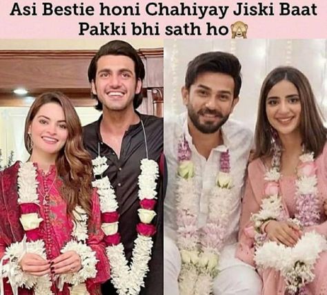 Baat Pakki, Sajal Ali, Best Friend Photoshoot, Ayeza Khan, Friends Forever Quotes, Photo Collage Template, Collage Template, Korean Girl Fashion, Friend Photoshoot