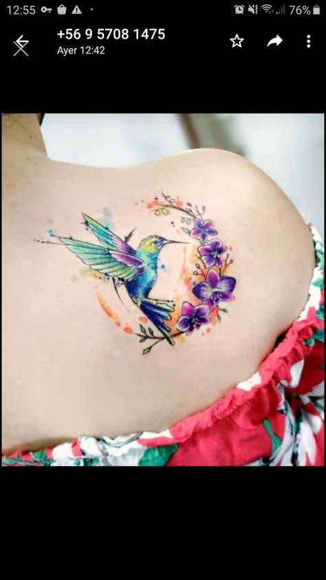 Pin by July Romero on Trajes in 2022 | Purple tattoos, Cool wrist tattoos, Inspirational tattoos Small Zodiac Tattoos, Tattoos Silly, Silly Matching Tattoos, Hummingbird Flower Tattoos, Feminine Shoulder Tattoos, Tatoo 3d, Bird Tattoos For Women, Purple Tattoos, Catrina Tattoo