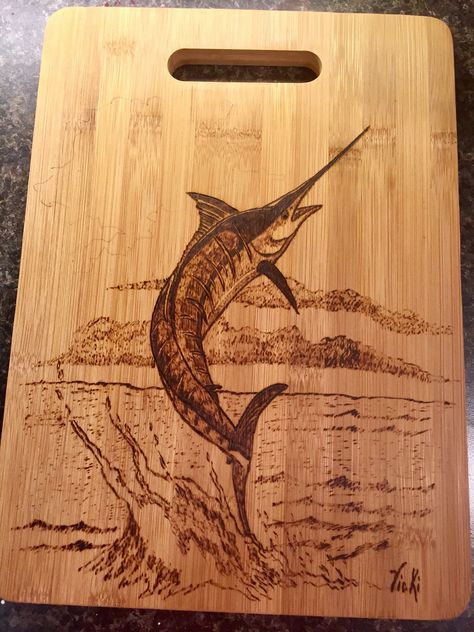 Fish Pyrography, Wood Pyrography, Closed Terrarium Plants, Gnome Pictures, Wood Burn Designs, Pyrography Art, Wood Burning Art, Ocean Decor, Scroll Saw Patterns