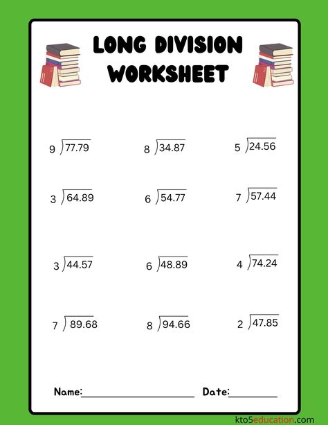 Long Division Worksheets With Decimals | FREE Download Check more at https://kto5education.com/long-division-worksheets-with-decimals-free-download/ Decimal Division Worksheet, Long Division With Decimals, Division With Decimals, Decimal Division, Decimals Addition, Decimal Multiplication, Grade 5 Math Worksheets, Decimals Activity, Long Division Worksheets