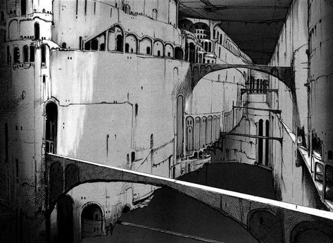 Tsutomu Nihei Blame Blame Manga, Tsutomu Nihei, Knights Of Sidonia, Ville Cyberpunk, Bd Art, Study Architecture, Cyberpunk City, Arte Cyberpunk, Art Manga