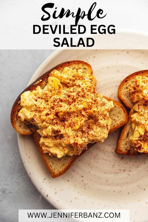 This simple deviled egg salad is filled with all the flavors you expect from deviled eggs. It is the perfect dish for a quick meal prep lunch. Serve with lettuce wraps or on some toast! Deviled Egg Toast, Deviled Egg Salad Recipe, Keto 2023, Bbq Pork Crockpot, Keto Eggs, Ham Roll Ups, Deviled Egg Salad, Best Egg Salad Recipe, Keto Salads