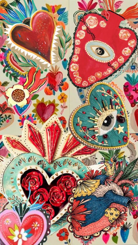 Sacred Heart Wallpaper, Mexican Art Wallpaper, Mexican Culture Aesthetic, Mexico Aesthetic Wallpaper, Photography Chocolate, Mexican Wallpaper, L Wallpaper, Summer Shopping, Hippie Wallpaper