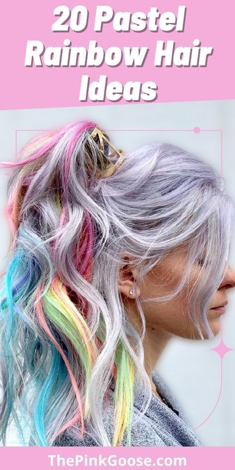 20 Pretty Pastel Rainbow Hair For You Blonde And Rainbow Hair, Pastel Rainbow Hair, Holographic Hair, Lavender Hair Colors, Unicorn Hair Color, Lavender Hair, Hair Color Pastel, Unicorn Hair, Popular Hairstyles