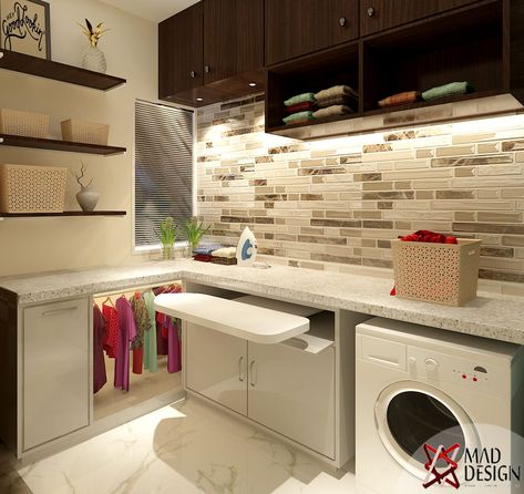 Multi Purpose Room Ideas, Utility Area, Mad Design, Stacked Laundry Room, Balcony Ideas Indian, Bathroom Decor Colors, Modern Laundry Rooms, Bathroom Design Ideas, Diy Kitchen Storage