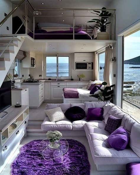 Modern Trailer Home, Tiny Beach House, Tiny House Floor Plans, Trailer Home, Fall Bedroom, Tiny Spaces, Tiny House Interior, Tiny House Cabin, Room Design Bedroom