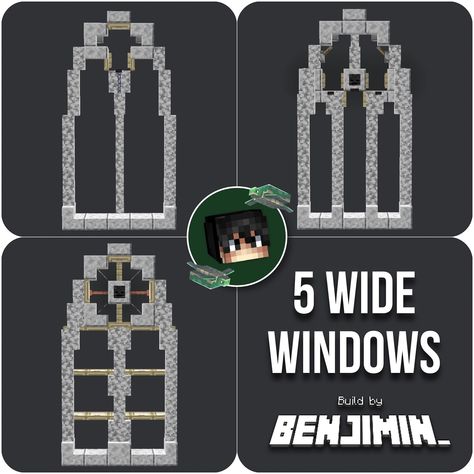 5 block wide gothic windows in Minecraft! As requested 5 wide windows! 🫶 Which one do you like the most? Swipe for full pictures ➡️ Show some love and support if you like what you see <3 _____________________________________ 🪷FOLLOW me @Official_Benjimin for more! 🌱COMMENT to tell me what you think! 🌿LIKE and SAVE to show me your support! _____________________________________ 🥨Built on @bakery.builders 🍞IP: play.bakery.builders _____________________________________ 🏷️Tags: #minecraft #... Minecraft Window Design Ideas, Minecraft Cathedral Windows, Minecraft Gothic Window, Minecraft Gothic Cathedral, Gothic Church Minecraft, Minecraft Cathedral Blueprints, Minecraft Circle Window, Gothic Architecture Minecraft, Minecraft Castle Ideas Blueprints