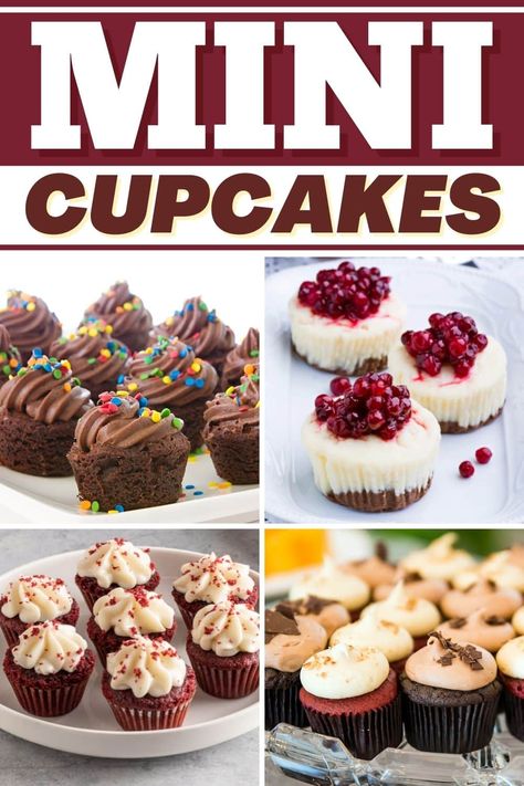 13 Mini Cupcakes That Are Almost Too Cute to Eat Best Mini Cupcake Recipe, Kids Cupcakes Ideas, Small Batch Mini Cupcakes, Tea Party Mini Cupcakes, Mini Chocolate Cupcake Recipe, Small Batch Cheesecake Cupcakes, Mini Cupcakes Recipe, Mini Cupcakes Ideas, Mini Cupcake Recipe