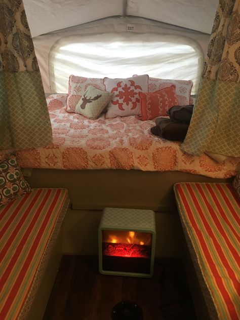 Pop Up Camper Interior Ideas, Tent Trailer Remodel, Tent Trailers, Camper Renovations, Vintage Motorhome, Popup Camper Remodel, Pop Up Tent Trailer, Dream Camper, Glamper Camper