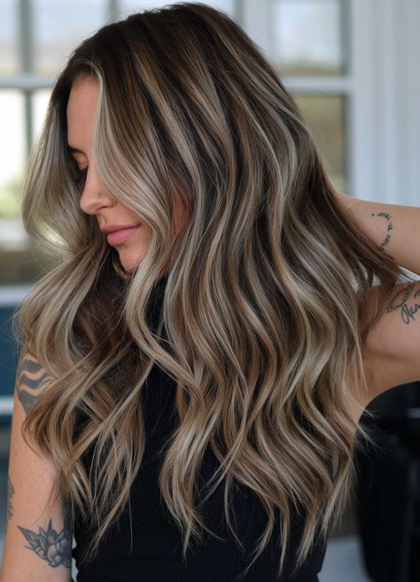 Winter Hair Color Ideas for Brunettes: 25 Stunning Looks for a Bold Transformation Hair Color Ideas For Brunettes Winter, Highlight Placement, Ashy Blonde Highlights, Winter Highlights, Icy Blonde Balayage, Brunette Roots, Highlights For Brown Hair, Winter Hair Color Trends, Winter Hairstyle