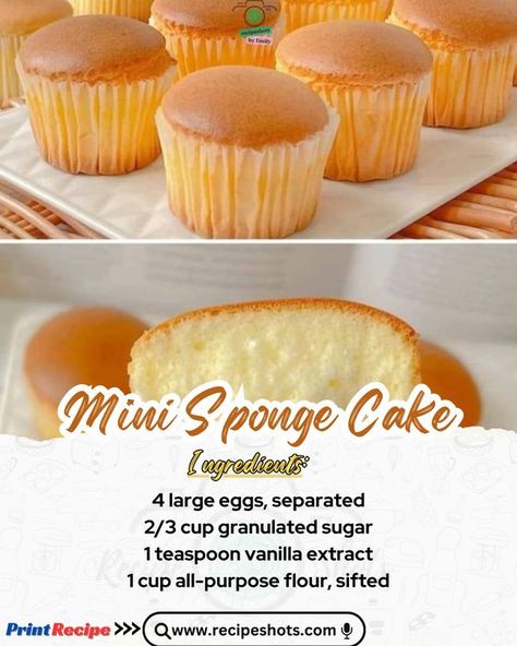 Emily Recipes Baking Conversions, Sponge Cakes, Cake Recipes Easy Homemade, Sweet Dishes Recipes, Baking Cookies, Easy Cake Recipes, Sponge Cake, Mini Desserts, No Bake Cookies