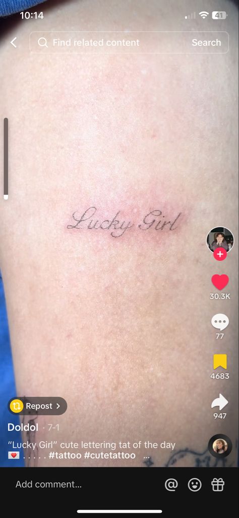 Born Lucky Tattoo, Lucky Girl Tattoo, Lucky Me Tattoo, Lucky You Tattoo, Nola Tattoo, Tat Sleeve, Alive Tattoo, Tiara Tattoo, Lil Tattoos