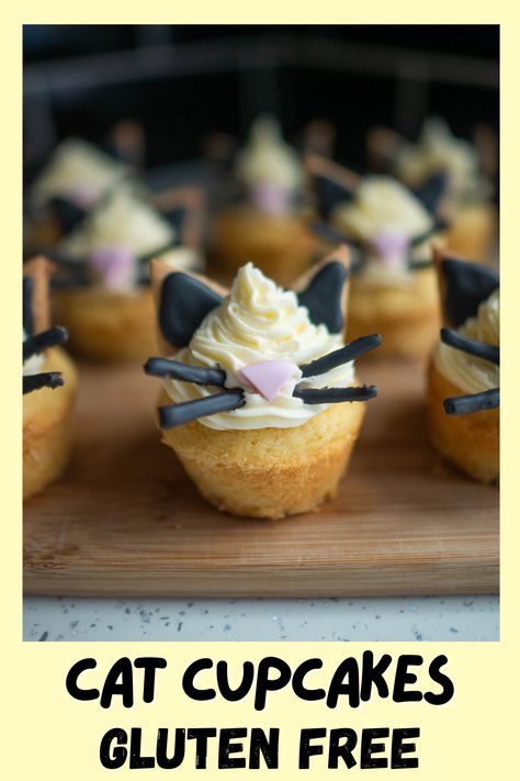 Easy Cat Cupcakes, Cupcakes Easy, Cat Cupcakes, Gluten Free Cupcakes, Lemon Cupcakes, Gluten Free Sweets, Cat Themed, Gluten Free Cakes, Free Cat