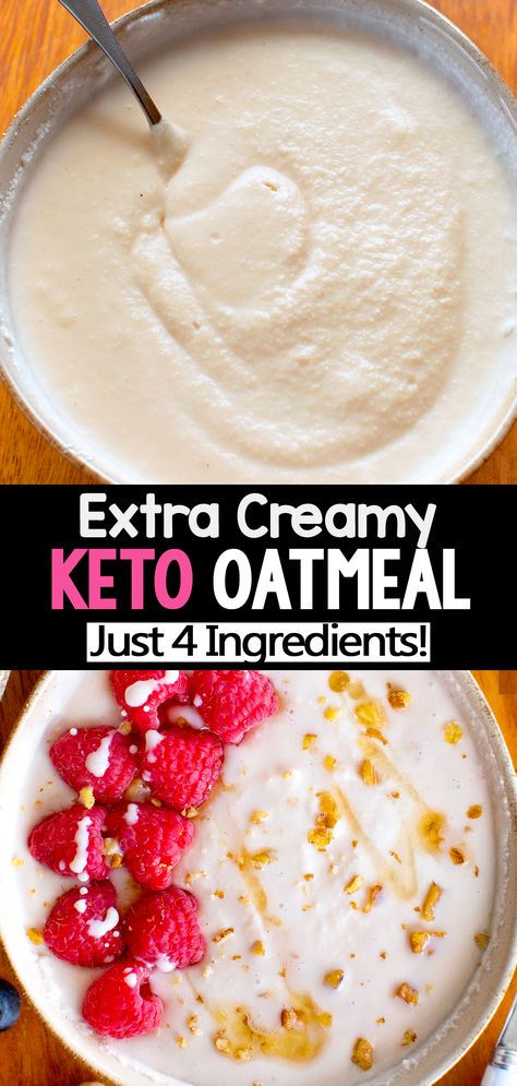 Easy Breakfast Low Carb, Keto Oats Overnight, Keto Hot Cereal Recipe, Low Carb Hot Cereal Recipes, Sweet Low Carb Breakfast, Low Carb Sweet Breakfast, Hot Oatmeal Recipes Breakfast, Low Carb Oatmeal Recipes, Low Carb Meals Breakfast