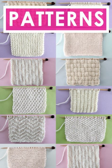 Learn how to Knit Stitch Patterns with free video tutorial by Studio Knit! #knitstitchpattern #studioknit #knittingpattern #howtoknit #easyknitting #beginner knitting Projek Mengait, Studio Knit, Knitting Instructions, Purl Stitch, How To Purl Knit, Blanket Knitting Patterns, Knit Stitch Patterns, Knit Stitch, Knitting Tutorial