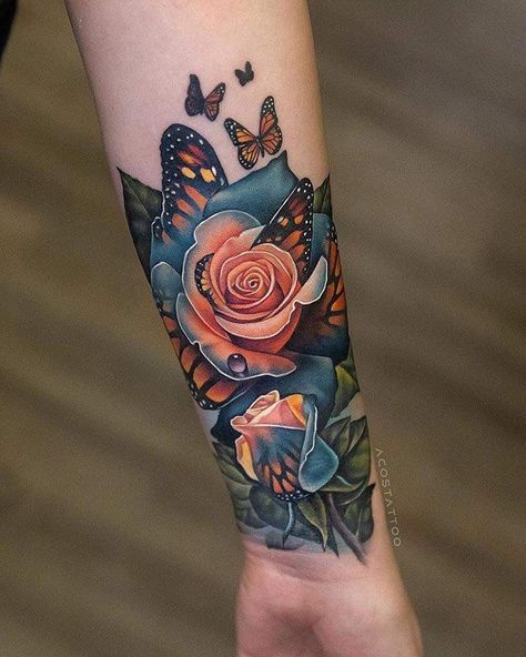 Butterfly And Flower Cover Up Tattoo, Women’s Ankle Tattoo Cover Up, Forarm Coverups Tattoos Women, All Tattoos For Women, Rose Wrist Tattoo For Women, Coverup Wrist Tattoo Cover Up, Dark Flower Tattoo Cover Up, Flower Tattoo Cover Up, Wrist Cover Up Tattoos For Women