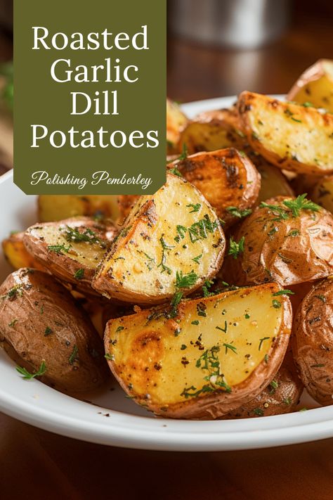 Get ready to be mesmerized by our mouthwatering 'Garlic Dill Potatoes Recipe.'  Join us in the kitchen as we dive into the magic that goes into creating the perfect balance of savory garlic and refreshing dill, creating the ultimate side dish that will leave your taste buds craving for more! Garlic Dill New Potatoes, Dill New Potatoes, Red Potatoes With Dill, Potatoes And Dill, Roasted Potatoes With Dill, Lemon Dill Potatoes, Recipes Using Dill Herb, Dill Potatoes Roasted, Dilly Potatoes