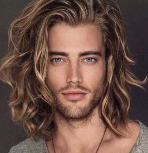 2023 Hairstyles Men, Man Hair Styles, Hair Cuts 2023, Haircuts Wavy, Brown Beard, 2023 Hairstyles, Long Hair Highlights, Surfer Hair, Brown Hair Men