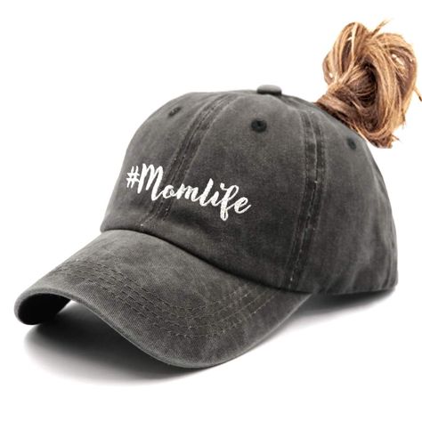 PRICES MAY VARY. 100% Cotton Imported Buckle closure Machine Wash Embroidery Ponytail Cap - Ponytail high messy bun baseball adjustable cap, high quality lofted EMBROIDERED lettering "Mom Life" logo on front, hole to make messy buns, perfect for pulling your messy bun or high ponytail through slot, Amazing gift for dog lover, mom/grandma gift. Adjustable Metal Buckle Back Closure - One size fit for most head sizes, easy to adjust strap customize fits. Premium Material - 100% cotton pigment till Sports Mom Outfit, High Messy Bun, Ponytail High, Matching Kids Outfits, Vintage Ponytail, Messy High Bun, Camping Hair, Ponytail Baseball Cap, Ponytail Cap