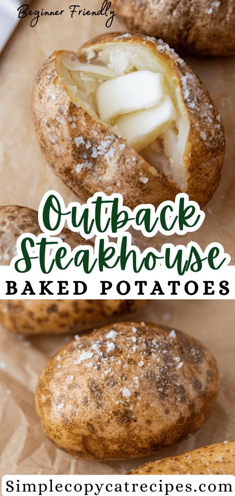 Outback Steakhouse’s Baked Potato Crispy Skin Baked Potato, Simply Potatoes Recipes, Fluffy Baked Potatoes, Baked Potato Recipe, Cooking Baked Potatoes, Simply Potatoes, Best Baked Potato, Fall Dinners, Perfect Baked Potato